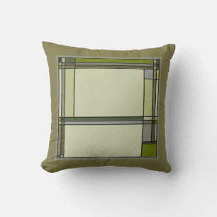 Wonderful Green Arts & Crafts Geometric Pattern Throw Pillow