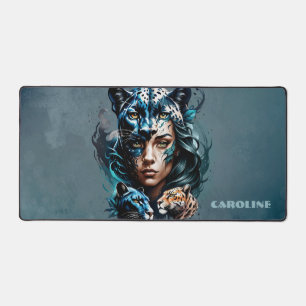 Wonderful hybrid of a woman and a panther desk mat