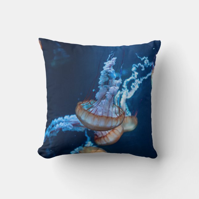 Wonderful Jellyfishes Throw Pillow (Front)
