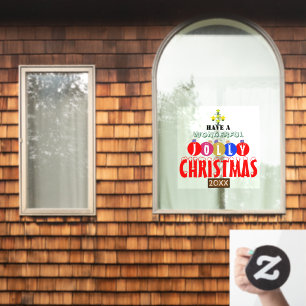 Wonderful Jolly Christmas Ornaments Tree Window Cling