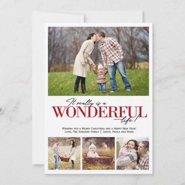 Wonderful Life 4 PH Red Letters | Holiday Card (Front)