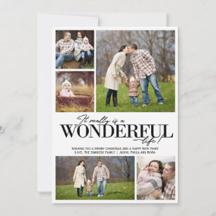 Wonderful Life 5 PH Black Letters   Holiday Card