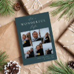 Wonderful Life | 6 Photo Collage Holiday Card<br><div class="desc">Share cheer with these modern holiday cards featuring 6 of your favourite photos in a grid collage layout on a dark green background. "It's A Wonderful Life" appears at the top in white hand lettered calligraphy and classic serif lettering. Personalize with your custom holiday greeting, family name and the year...</div>