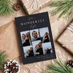 Wonderful Life | 6 Photo Collage Holiday Card<br><div class="desc">Share cheer with these modern holiday cards featuring 6 of your favourite photos in a grid collage layout on a dark background. "It's A Wonderful Life" appears at the top in white hand lettered calligraphy and classic serif lettering. Personalize with your custom holiday greeting, family name and the year at...</div>