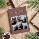 Wonderful Life | 6 Photo Collage Holiday Card<br><div class="desc">Share cheer with these modern holiday cards featuring 6 of your favourite photos in a grid collage layout on a dark earth tone terracotta background. "It's A Wonderful Life" appears at the top in white hand lettered calligraphy and classic serif lettering. Personalize with your custom holiday greeting, family name and...</div>