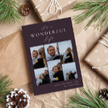 Wonderful Life | 6 Photo Collage Holiday Card<br><div class="desc">Share cheer with these modern holiday cards featuring 6 of your favourite photos in a grid collage layout on a dark burgundy background. "It's A Wonderful Life" appears at the top in white hand lettered calligraphy and classic serif lettering. Personalize with your custom holiday greeting, family name and the year...</div>