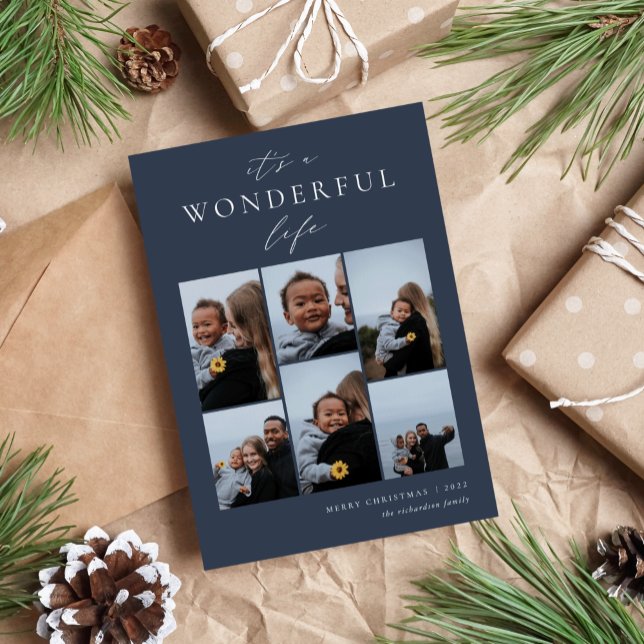 Wonderful Life | 6 Photo Collage Holiday Card (Creator Uploaded)
