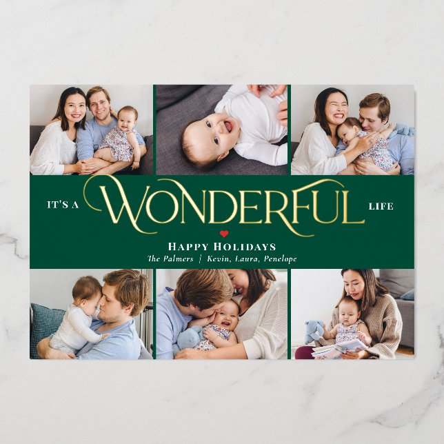Wonderful Life Foil Holiday Card Christmas Card (Front)