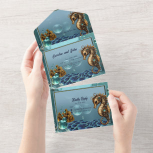 Wonderful little steampunk seahorse. all in one invitation
