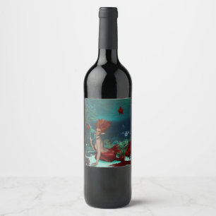 Wonderful mermaid wine label