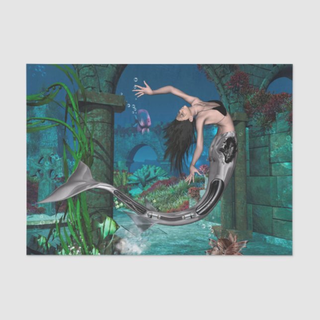 Wonderful mermaid with fantasy fish tissue paper (Front)