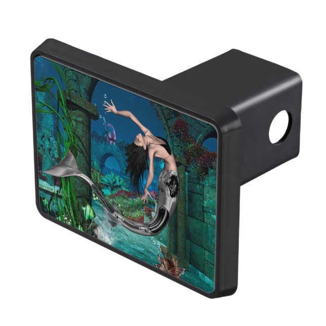 Wonderful mermaid with fantasy fish trailer hitch cover (Top Right)