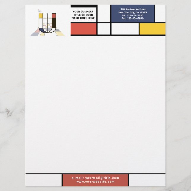 Wonderful Modern Art Monogram. Letter U Letterhead (Front)