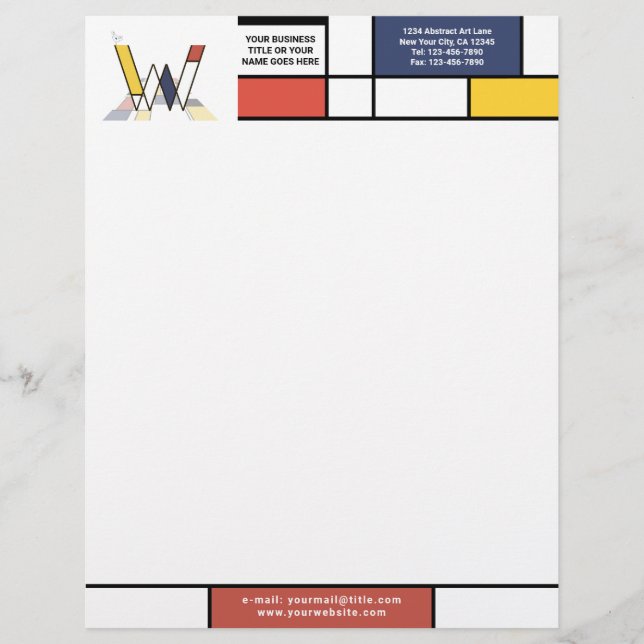 Wonderful Modern Art Monogram. Letter W Letterhead (Front)