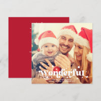 Wonderful | Modern Boho Retro Text Family Photo