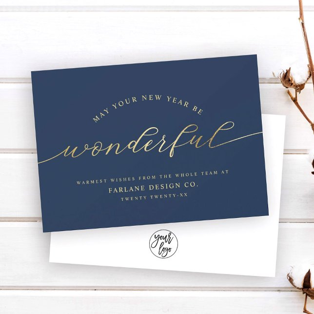 Wonderful | Modern Script Business Logo Corporate Holiday Card (Creator Uploaded)