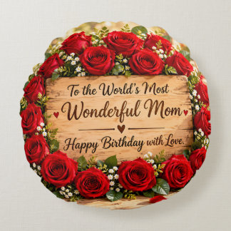 Wonderful Mom Red Roses Throw Blanket Round Pillow