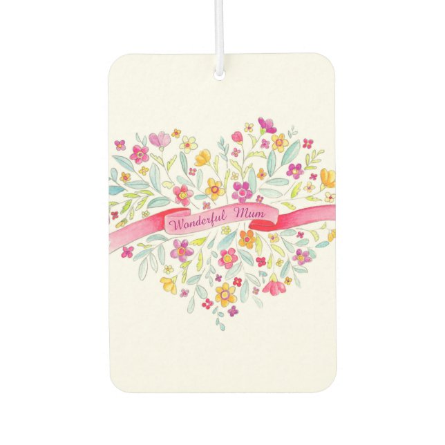 Wonderful Mum floral heart custom freshener (Front)