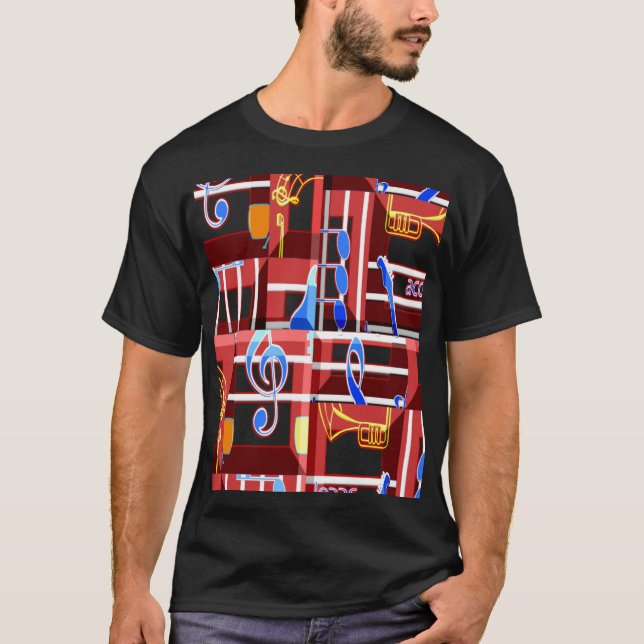 Wonderful Music Blue Summer Vibes Geometric Romant T-Shirt (Front)