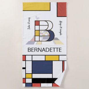 Wonderful Neoplasticism Art Monogram. Letter B Beach Towel
