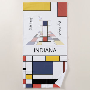 Wonderful Neoplasticism Art Monogram. Letter I Beach Towel