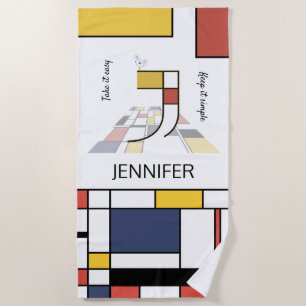 Wonderful Neoplasticism Art Monogram. Letter J Beach Towel