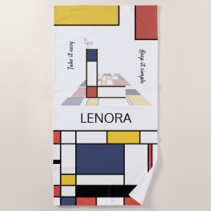 Wonderful Neoplasticism Art Monogram. Letter L Beach Towel