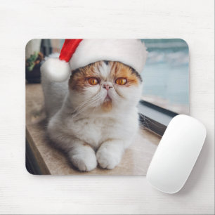 Wonderful persian cat with Santa Claus hat Mouse Pad