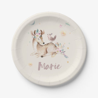 Wonderful platter with forest animals deer paper plate