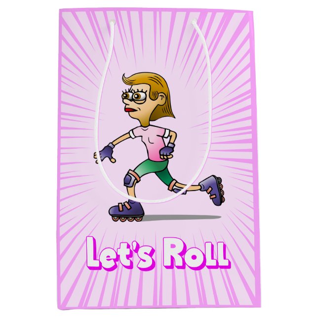 Wonderful Roller Skating Girl Medium Gift Bag (Front)