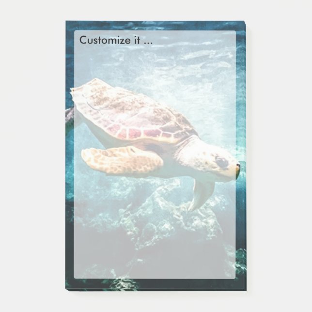 Wonderful  Sea Turtle Ocean Life Turquoise Sea Post-it Notes (Front)