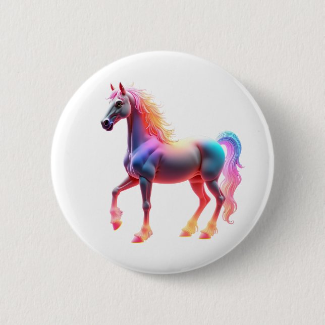 Wonderful Shiny Horse 2 Inch Round Button (Front)