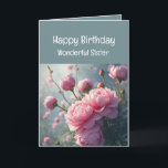 Wonderful Sister Birthday Peony Garden Flower Card<br><div class="desc">Wonderful Sister Birthday Peony Garden Flower Wishing you a wonderful birthday full of all the things that make you smile</div>
