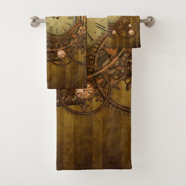 Wonderful steampunk design bath towel set (Insitu)