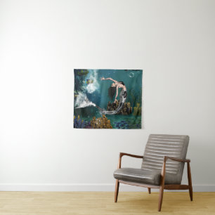 Wonderful steampunk mermaid tapestry