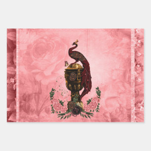 Wonderful steampunk peacock wrapping paper sheet