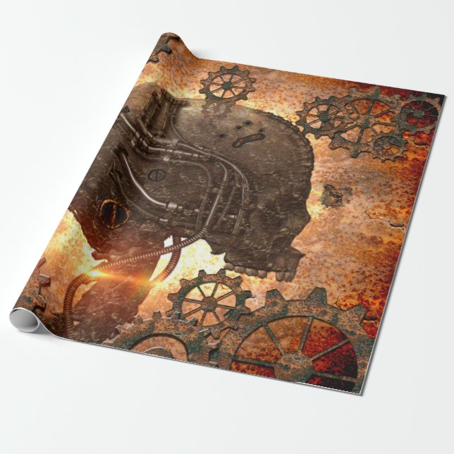 Wonderful  steampunk Skull Wrapping Paper (Unrolled)