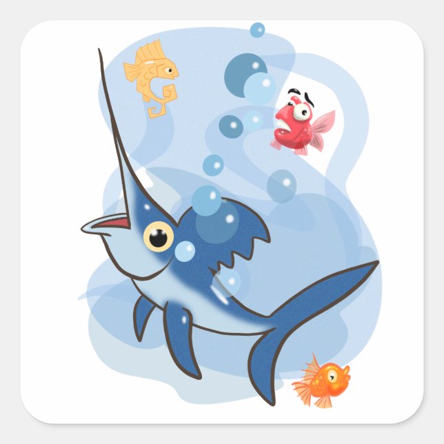 Wonderful Swordfish Square Sticker (Front)