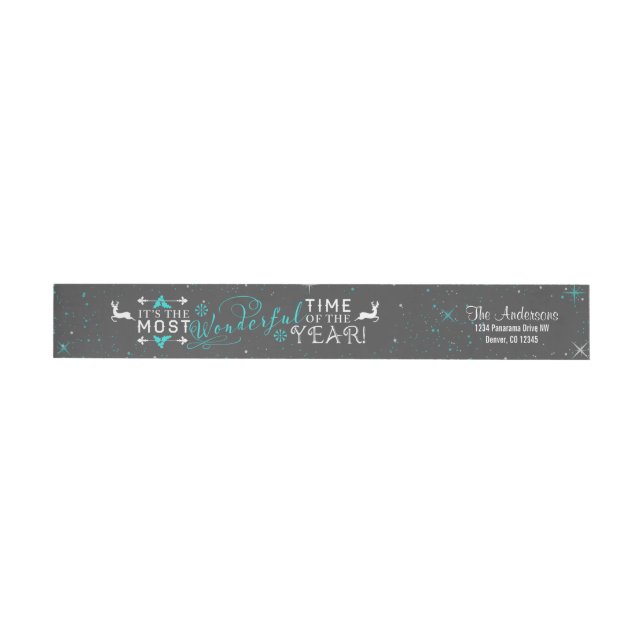 Wonderful Time Christmas Grey Return Address Wrap Around Label (Individual)