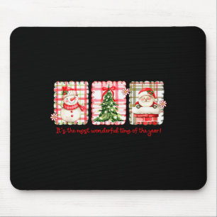 Wonderful Time Of Year Merry Xmas Santa Snowman Xm Mouse Pad