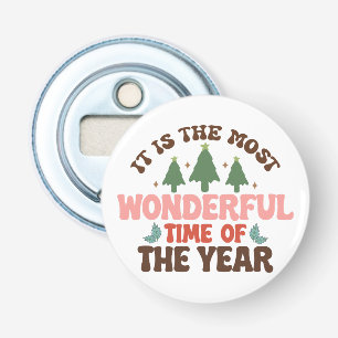Wonderful Time Retro Groovy Christmas Holidays Bottle Opener