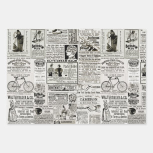 Wonderful Victorian Era Newspaper Advertising Ads  Wrapping Paper Sheet