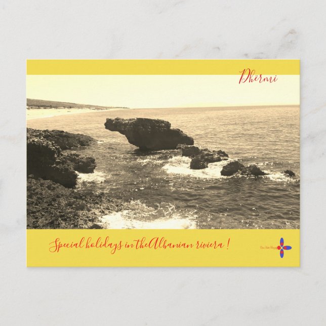 Wonderful view of Dhërmi beach in Albanian riviera Holiday Postcard (Front)