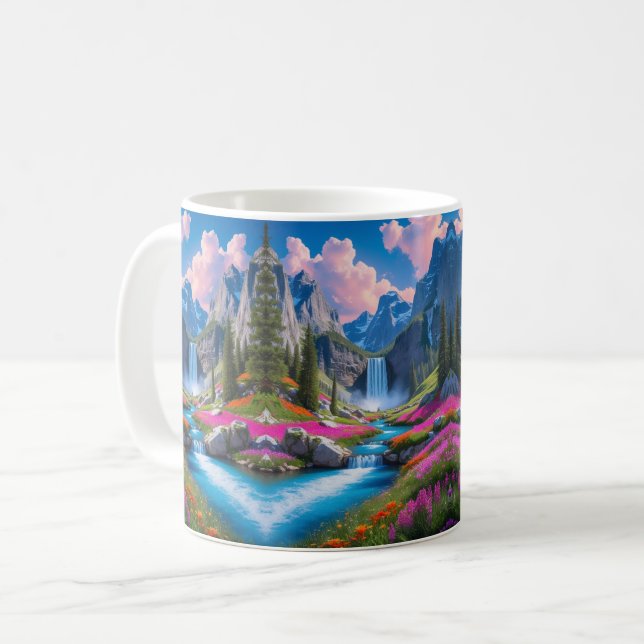 wonderful waterfall and river landscape coffee mug (Front Left)