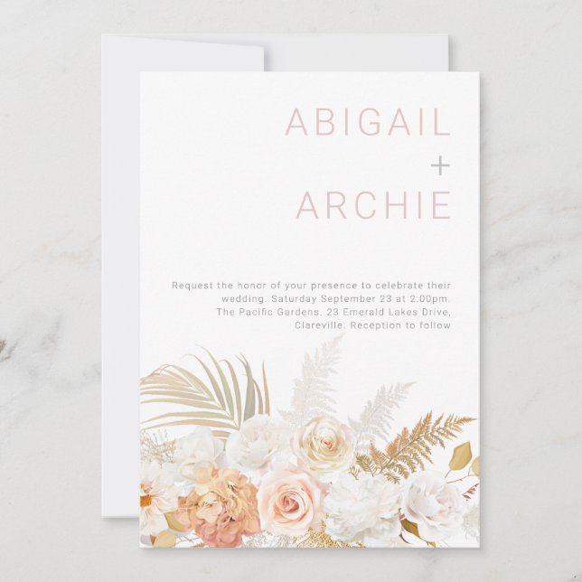 Wonderful Wedding: Gorgeous Floral All Seasons Invitation (Front)