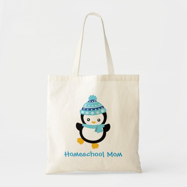 Wonderful Winter Penguin Homeschool Mom Tote Bag (Front)