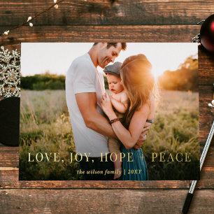 Wonderful Wishes Modern Full Photo Foil Holiday Postcard