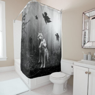 Wonderful Wolves Black and White Leaf Us Alone