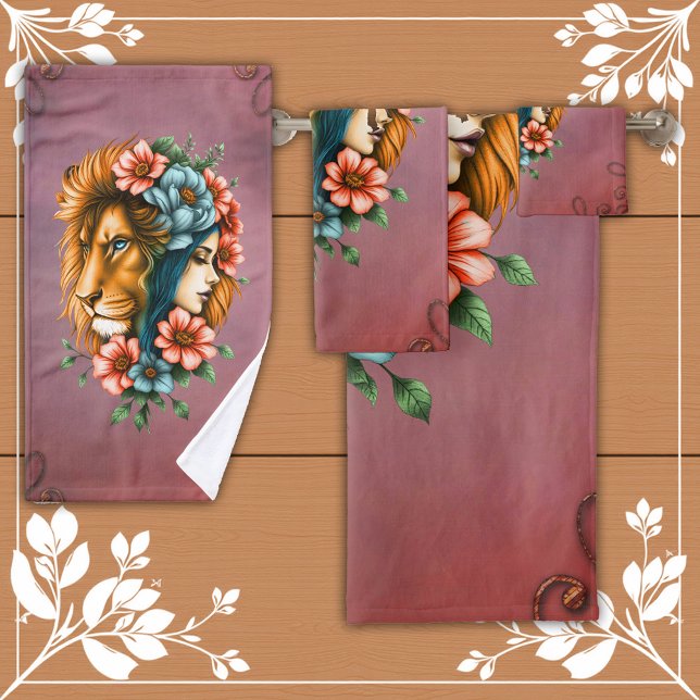 Wonderful woman whose long, flowing hair  bath towel set (Creator Uploaded)