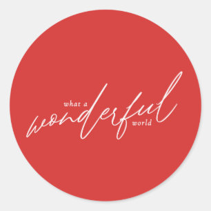 Wonderful World Gift and Mailing Sticker Red